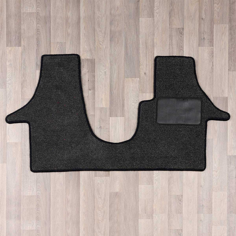 T6 cab mat with 2 plus 1 seat arrangement shown in grey with black trim