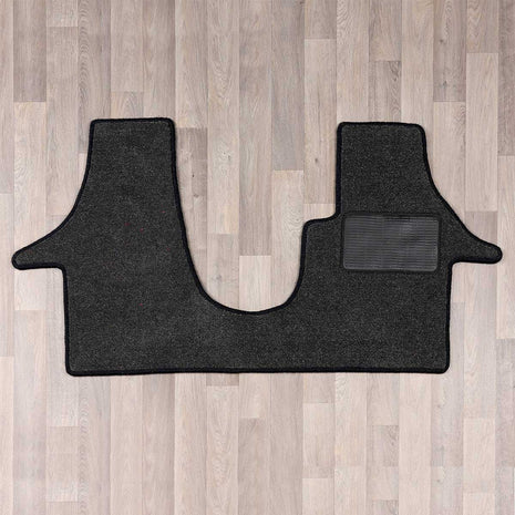 T5 cab mat with 2 plus 1 seat arrangement shown in grey with black trim