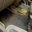 Crafter 2017 to present cab mat in 1 plus 1 seat arrangement shown in black carpet with lime binding