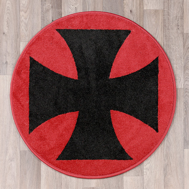 VW Iron Cross - Round Rug 80cm | Fat Bob's Emporium