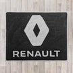 Renault rectangle floor rug shown in black carpet with grey binding