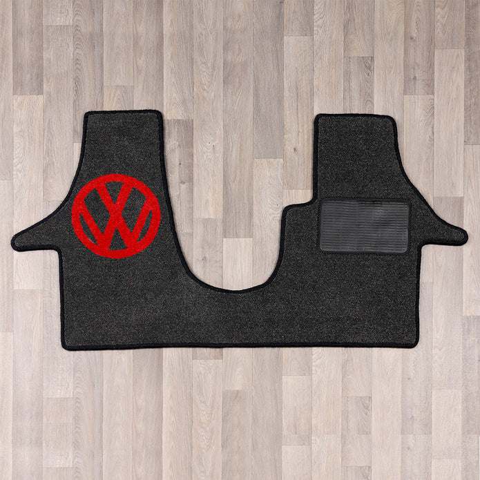 T5 vw van cab rug with vw logo in black and red colours