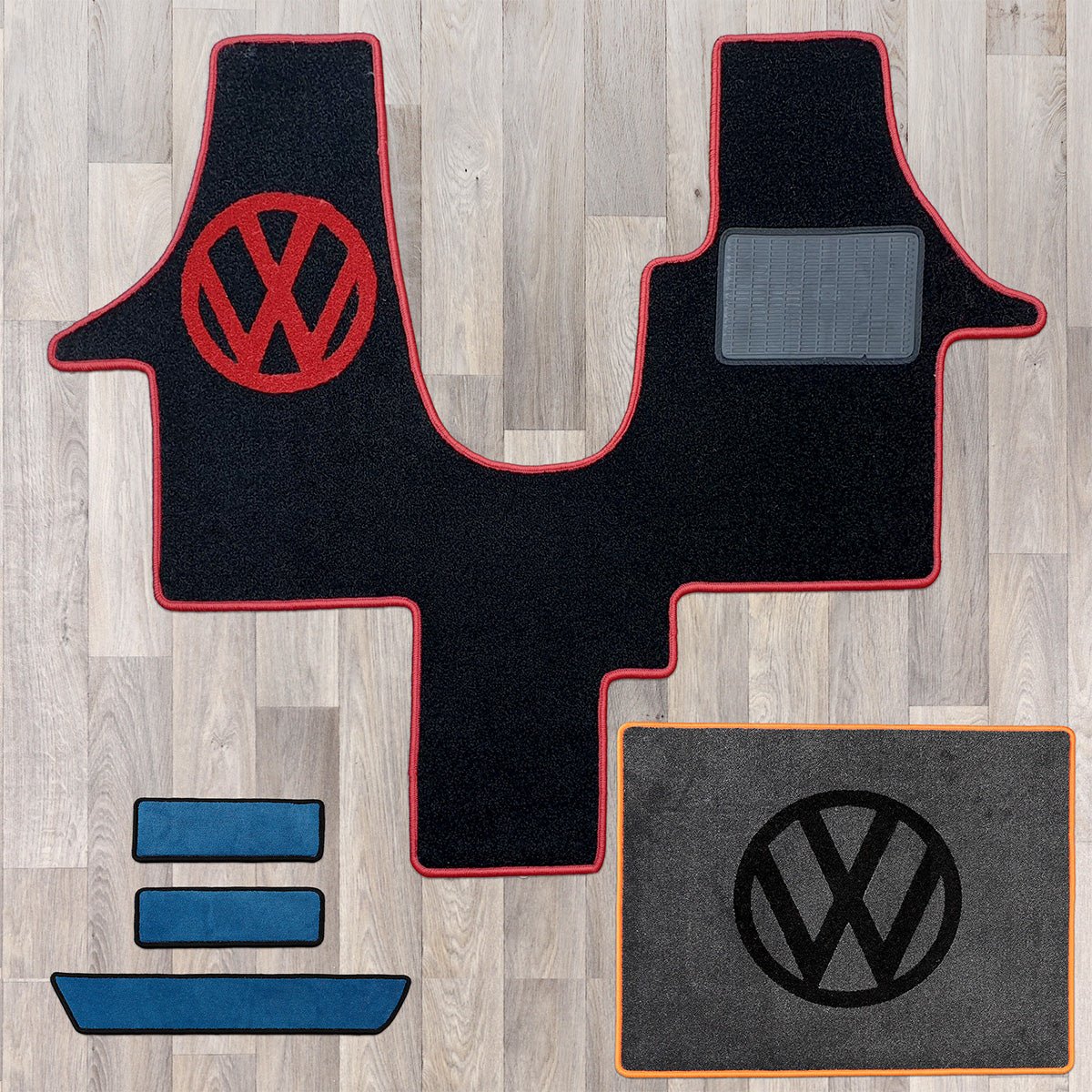 T5 cab mat set including cab mat, side steps, and living area rug