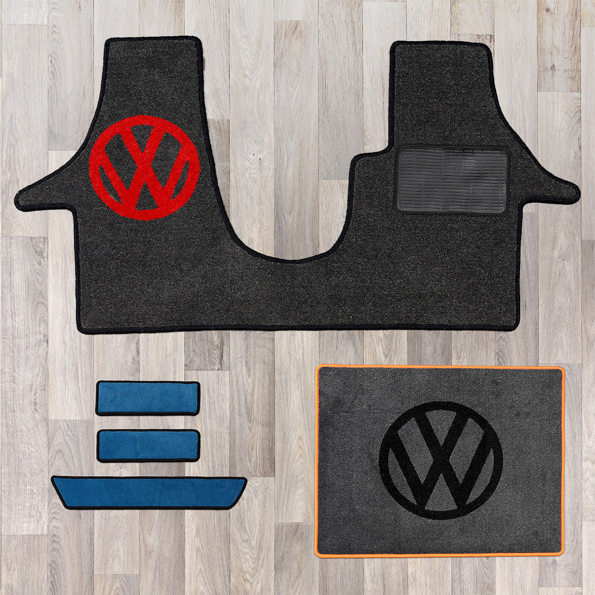 T5 cab mat set including cab mat, side steps, and living area rug