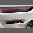 T5 door pocket liners shown in door pockets, in grey carpet with red binding