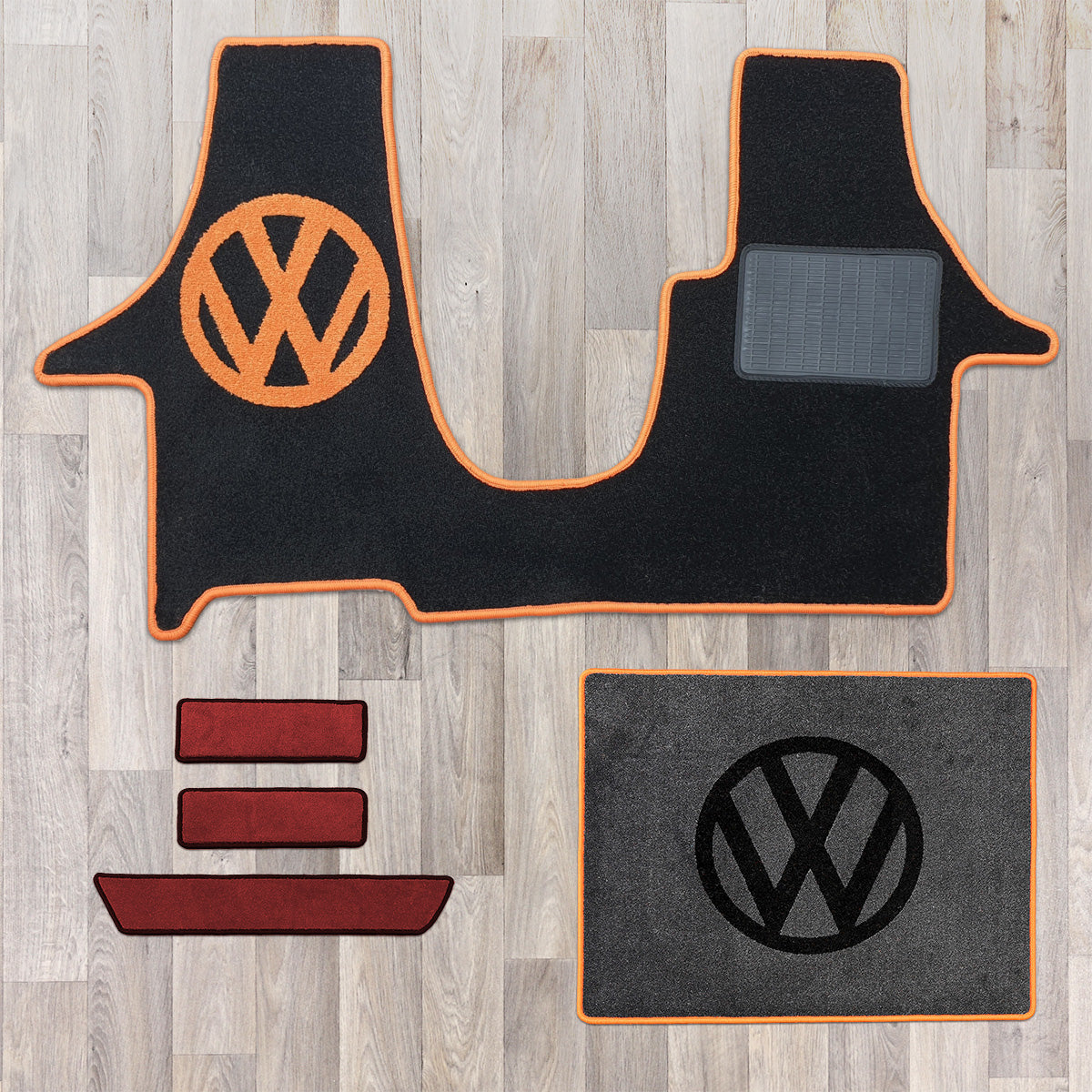 T6 cab mat set including cab mat, side steps, and living area rug