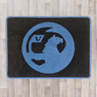 Vauxhall rectangle floor rug shown in black carpet with blue binding  Edit alt text