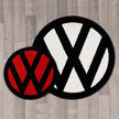 large and small round vw logo floor rugs